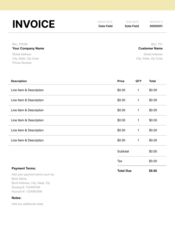 Modern Roofer Invoice Template